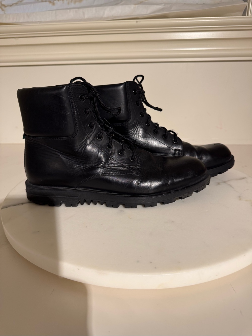 Gucci Black Leather Lace-Up Boots